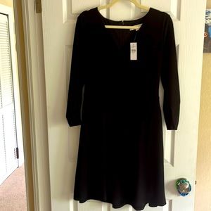 Loft 3/4 Sleeve Black Dress - NWT - flattering v-neck with POCKETS!